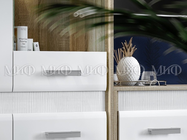 Гостиная Формула МДФ Сонома/Белый Глянец (Ш-2020 мм x Г-570 мм х В-2150 мм)